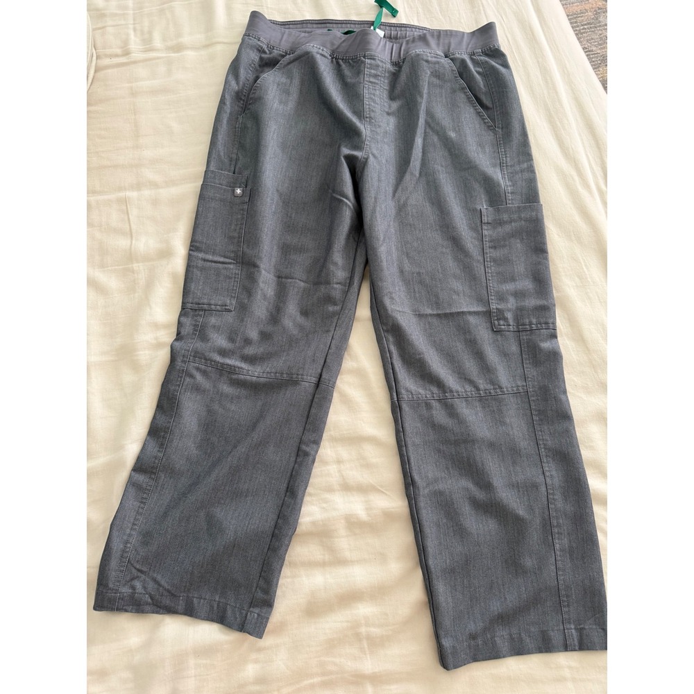 FIGS Technical Collection XL Gray Cargo Scrub Pants Stretch Waist 27 Inseam